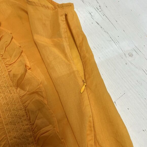 Banana Republic Cami Tank Top Size 2 Tailored, Fitted Zip Yellow Ruffle Detail - Picture 6 of 9